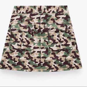 NWT Zara Women’s Camo Skort Green Brown Size XS
